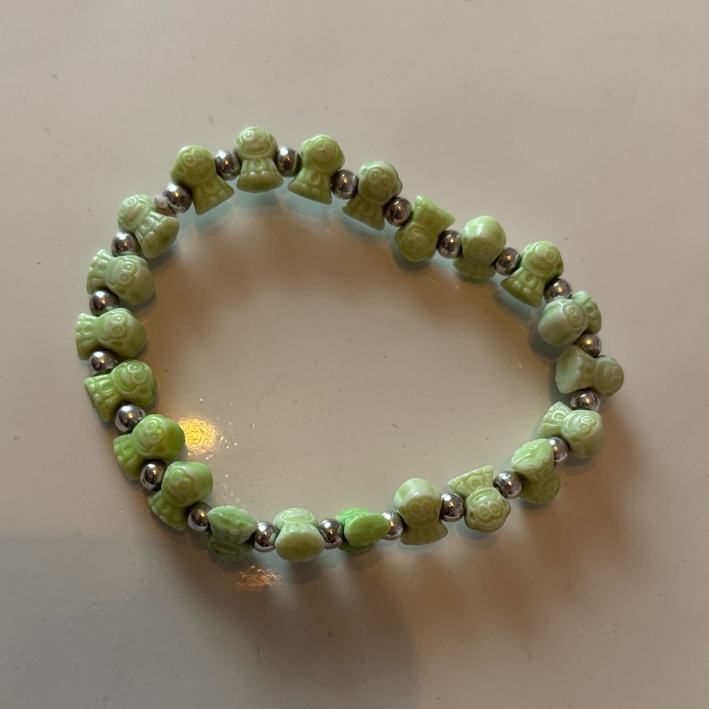 EUC Green Beaded Monkey  Bracelet